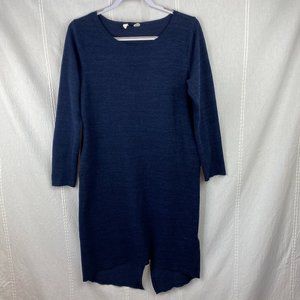 Moth Anthropologie Soft Knit Navy Blue Long Sleeve Midi Wrap Sweater Dress Sz S